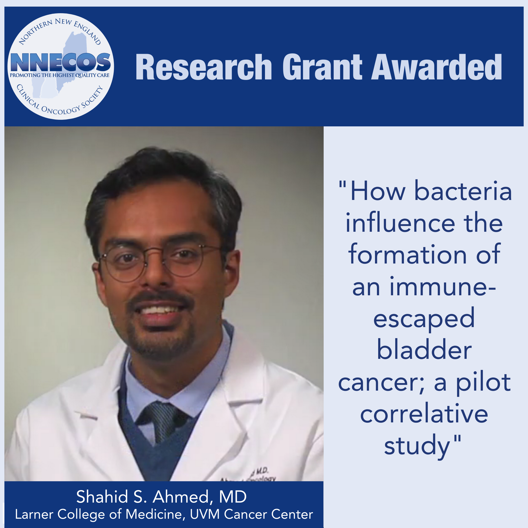 Research Grant Awarded to Dr. Ahmed